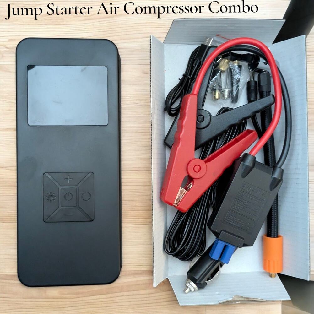 Portable Jump Starter + Air Compressor Flashlight Power Bank All-in-one